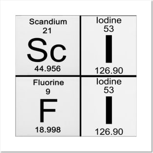 Science Fiction Lover Periodic Table Sci-Fi Scanium Iodine Fluorine Iodine Posters and Art